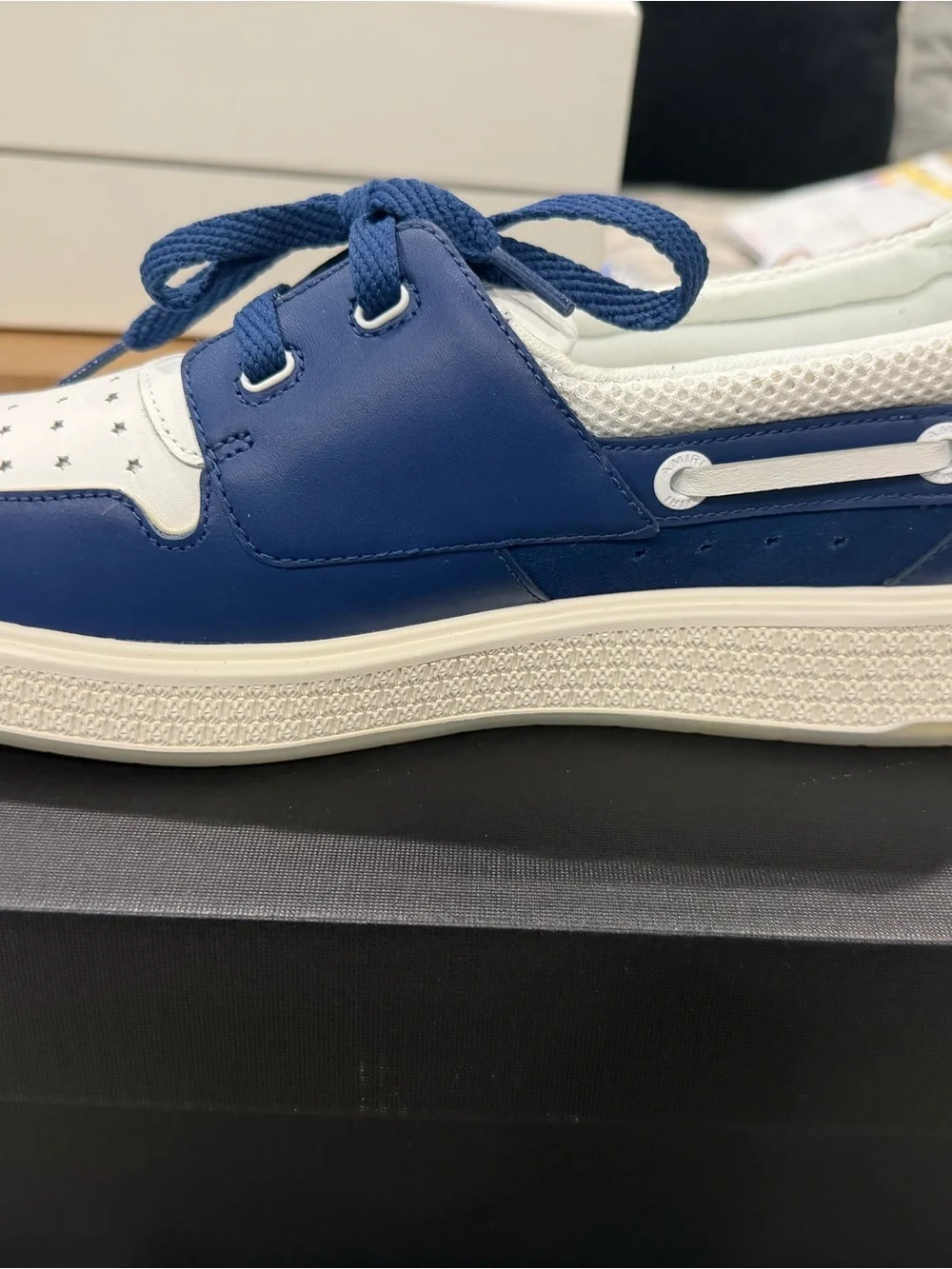 AMIRI Navy MA Boat Shoe Box Label